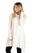 Sexy White Cowl Neck Fringe Tunic